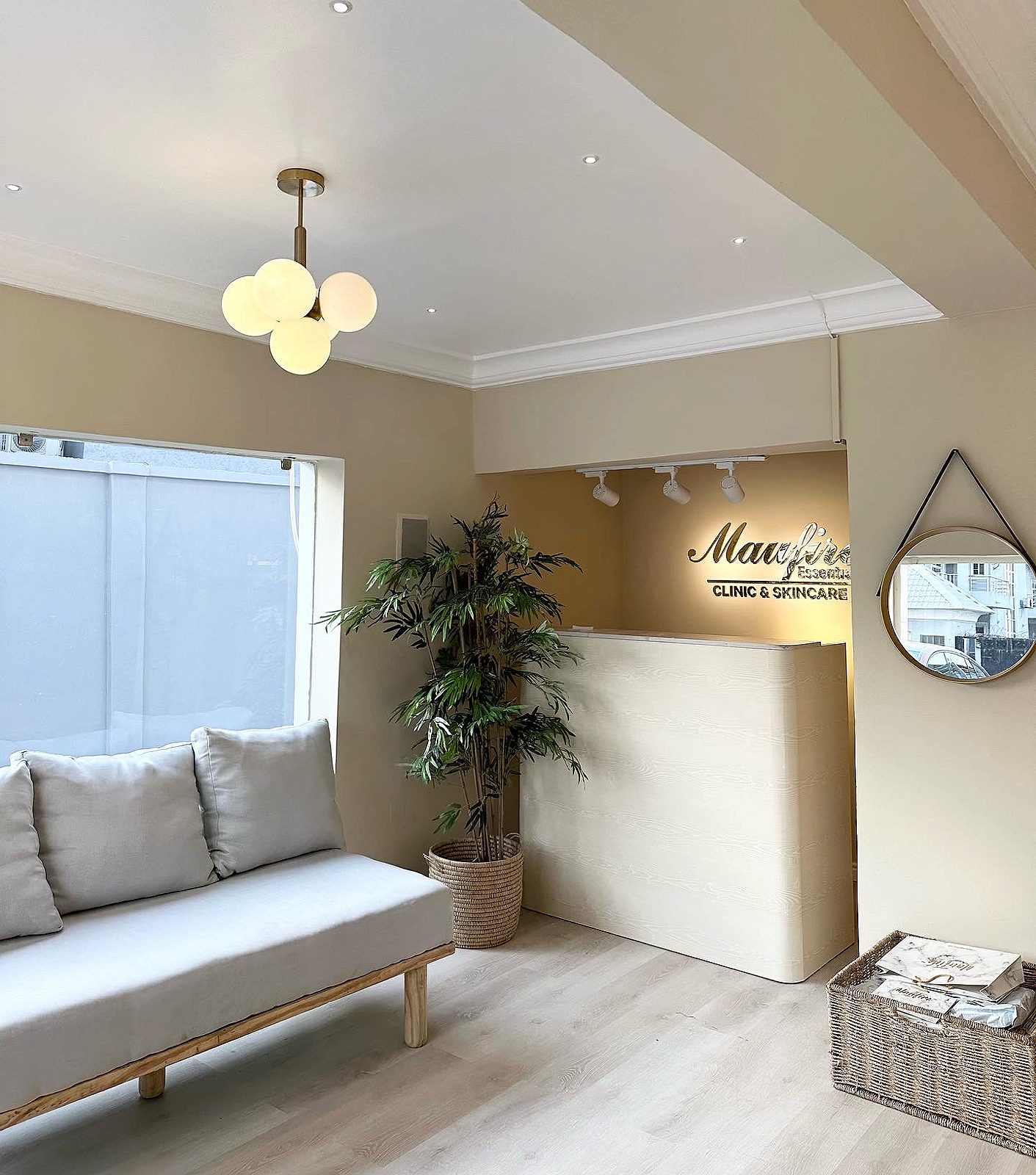 Reception at the Maufire Essentials clinic and skincare studio